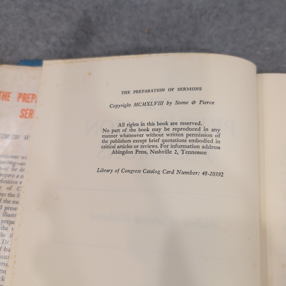The Preparation of Sermons Andrew W Blackwood 1948 Hardcover Abingdon Press - Picture 4 of 8
